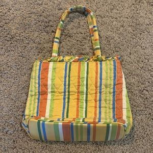 Vintage Vera Bradley Silk Collection Striped Purse Small Tote Bag